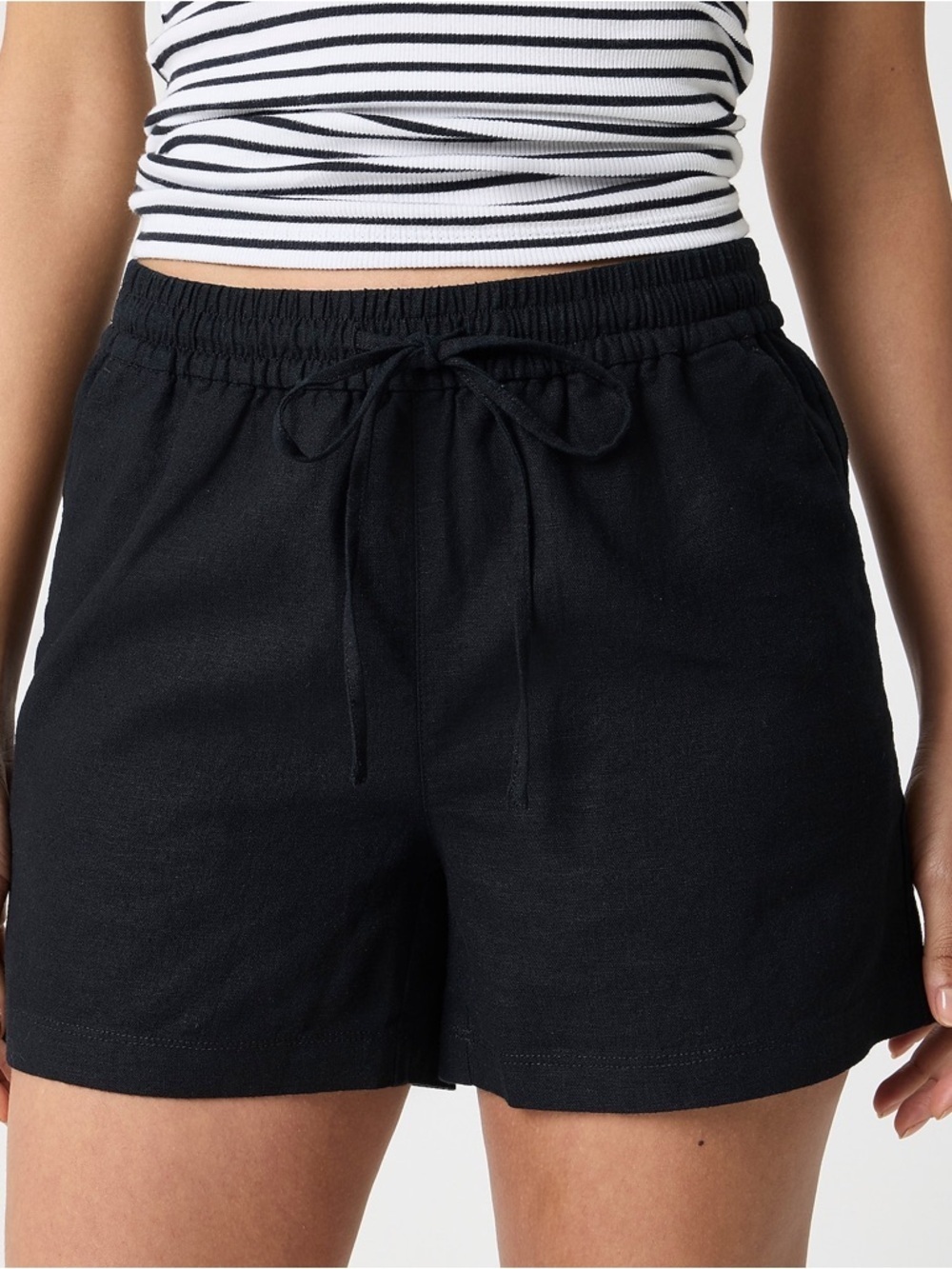 J.Crew Linen Blend Drawstring Shorts Black Small
